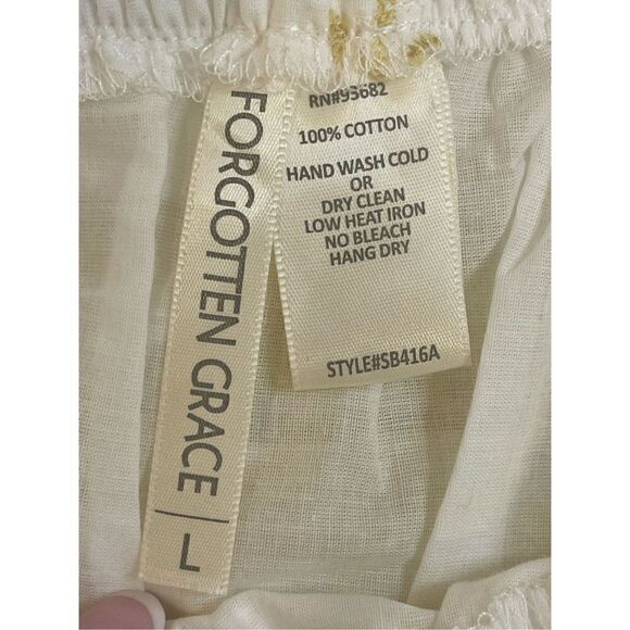 Forgotten Grace women’s embroidered blouse large yellow white off shoulder - Picture 5 of 6